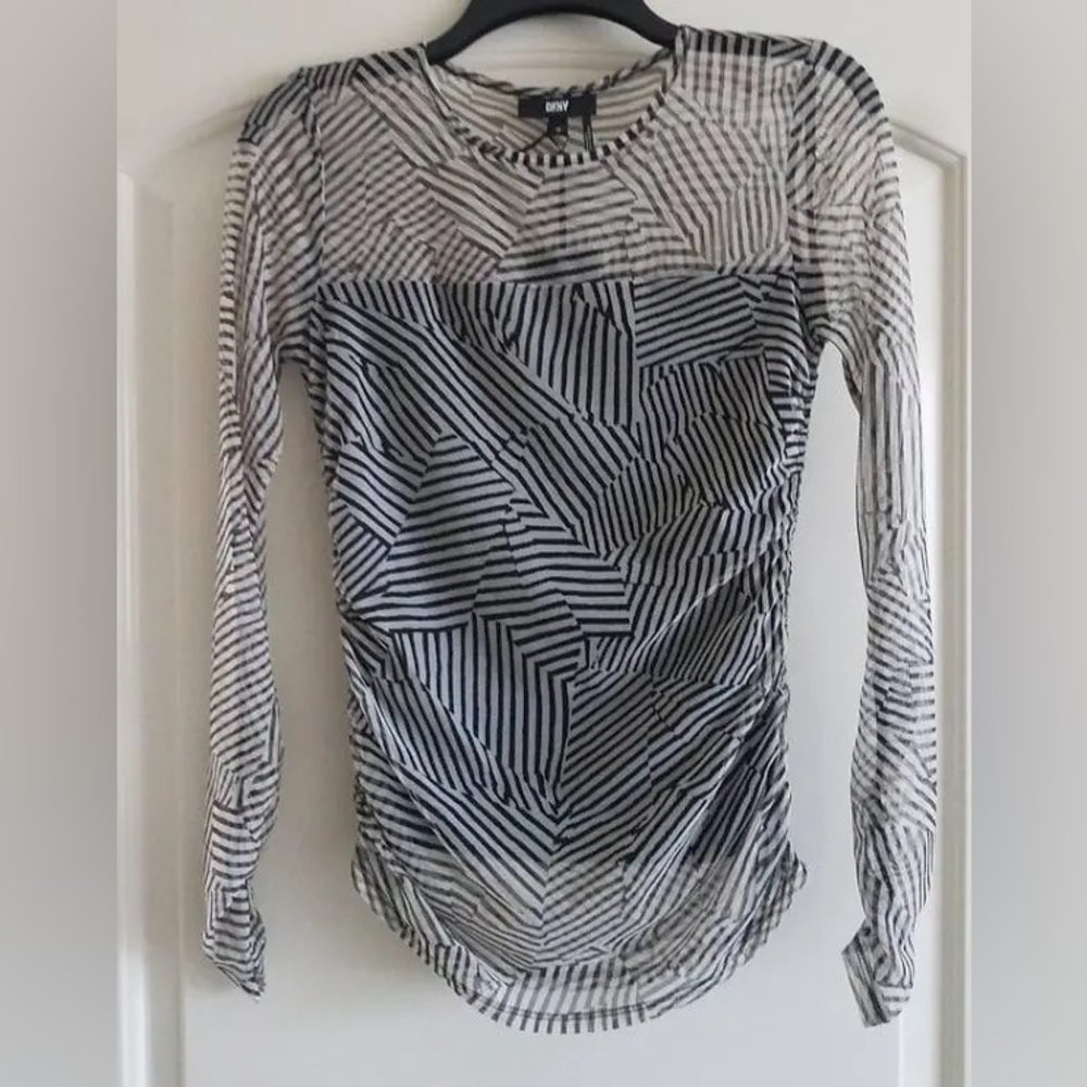 DKNY Mesh Ruched Top - Picture 2 of 9